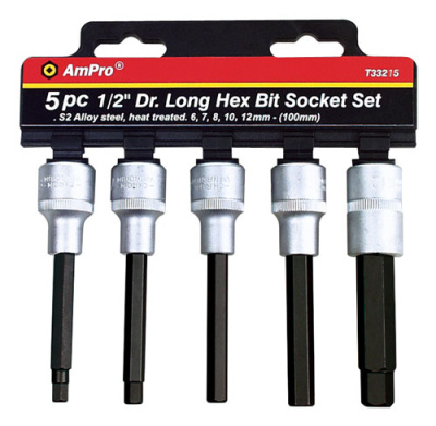T33215 Набор головок с длинным шестигранником 1/2", 5 предметов T33215 Набор головок с длинным шестигранником 1/2", 5 предметов
