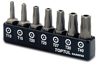 Набор бит 1/4" TORX с отверстием T10-T40 7 предметов TOPTUL GAAV0703